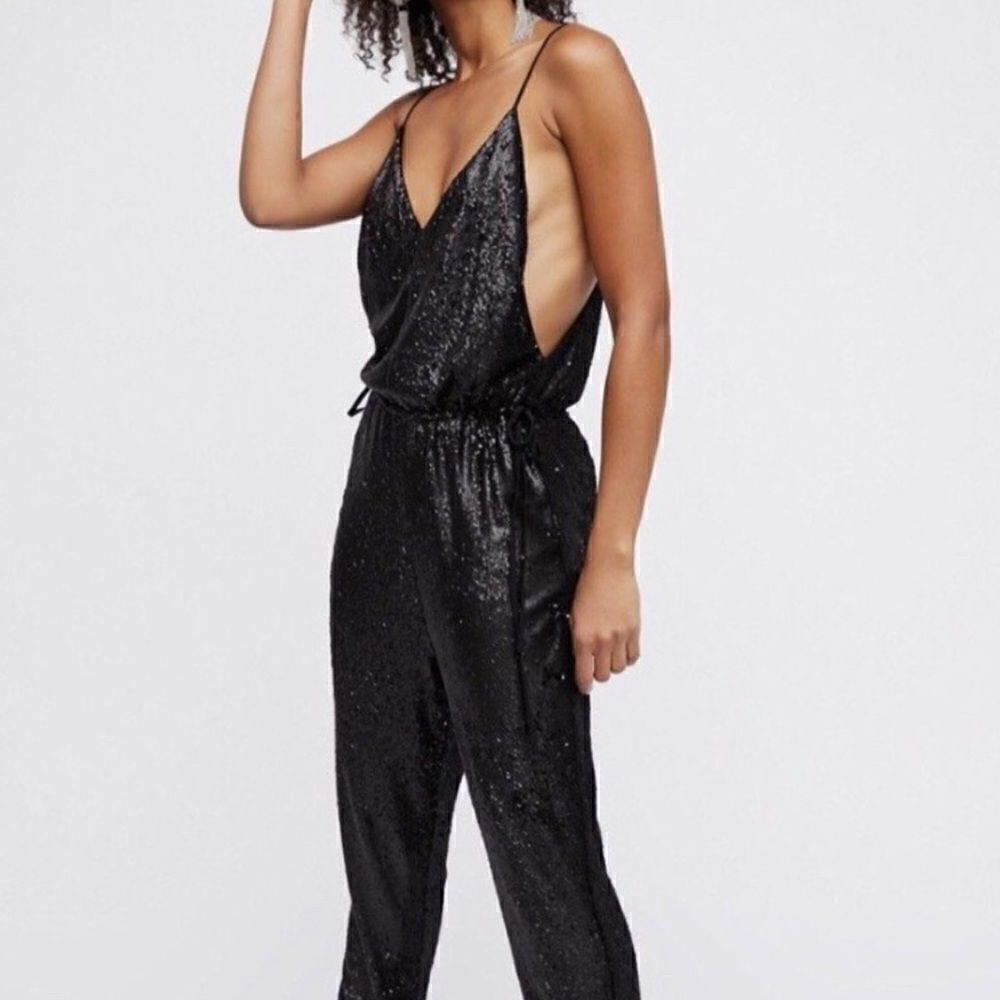 NEW Free People Black Sequins Jumpsuit.Size XS - Picture 2 of 15
